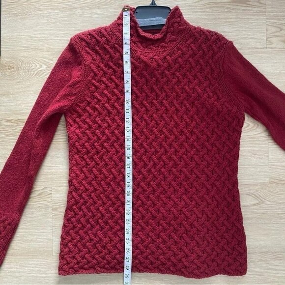 Ireland's Eye Wool Cashmere Sweater Deep Red Cable Knit Dark Academia M/L - Picture 13 of 16
